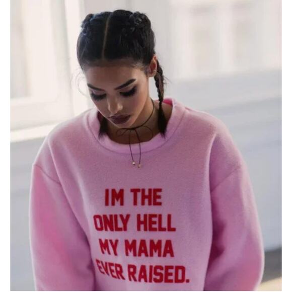 (S) NWT Daydream Nation The Only Hell Fleece Pullover Pink Small - Picture 2 of 8